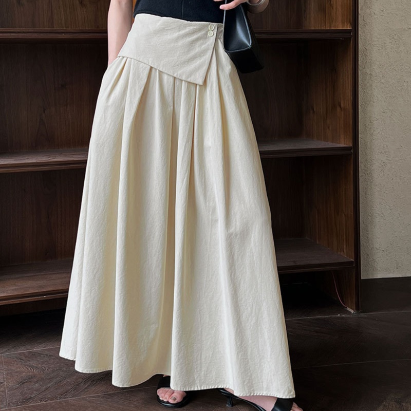 ロングスカート 折り返しデザインふんわりスカート