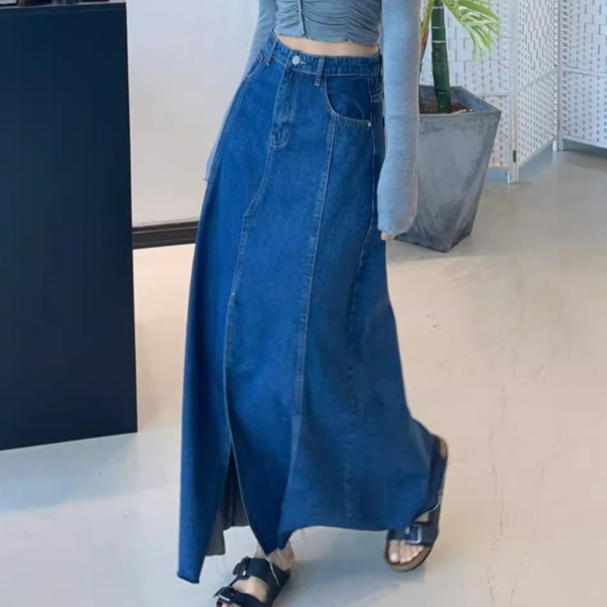 ハイウエストフレアデニムロングスカート