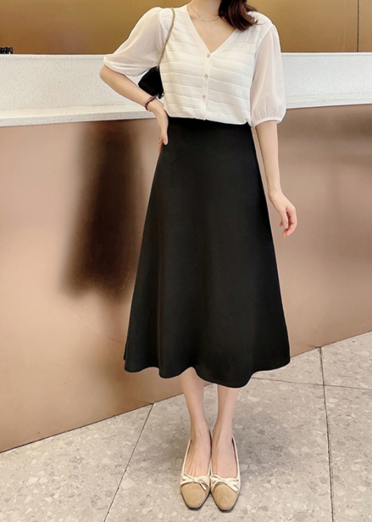 ロングスカート 優美フレアミディ丈スカート