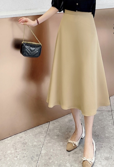 ロングスカート 優美フレアミディ丈スカート