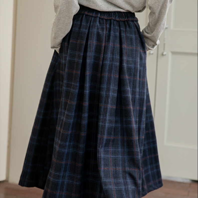 ロングスカート 格子柄ロング丈プリーツスカート