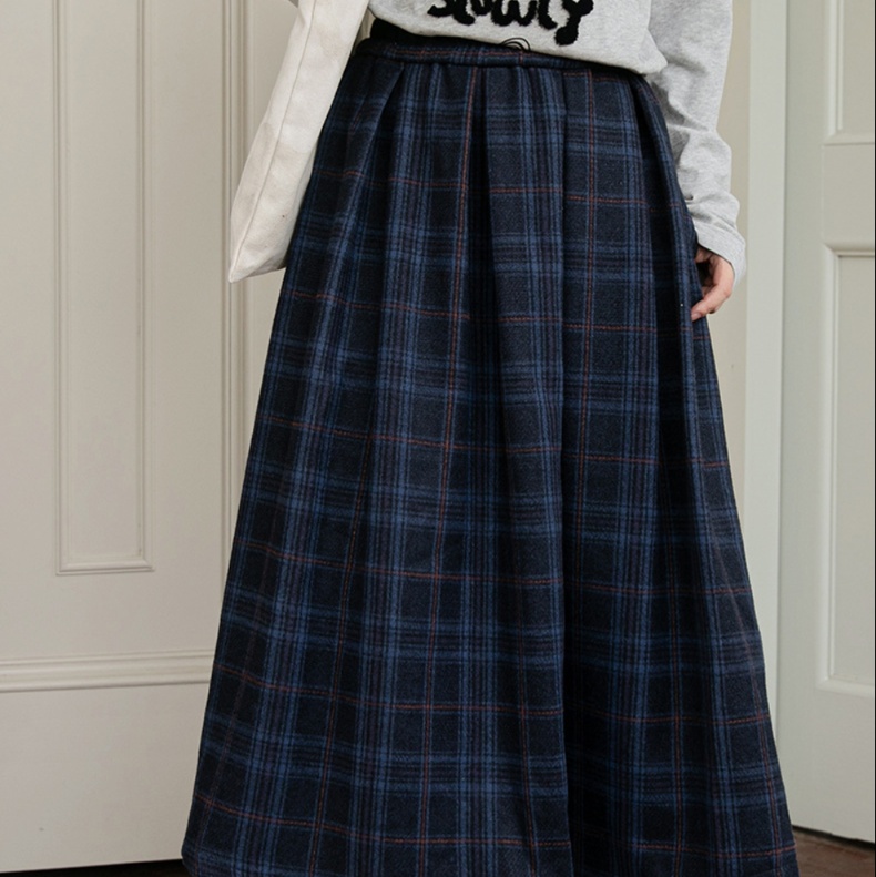 ロングスカート 格子柄ロング丈プリーツスカート