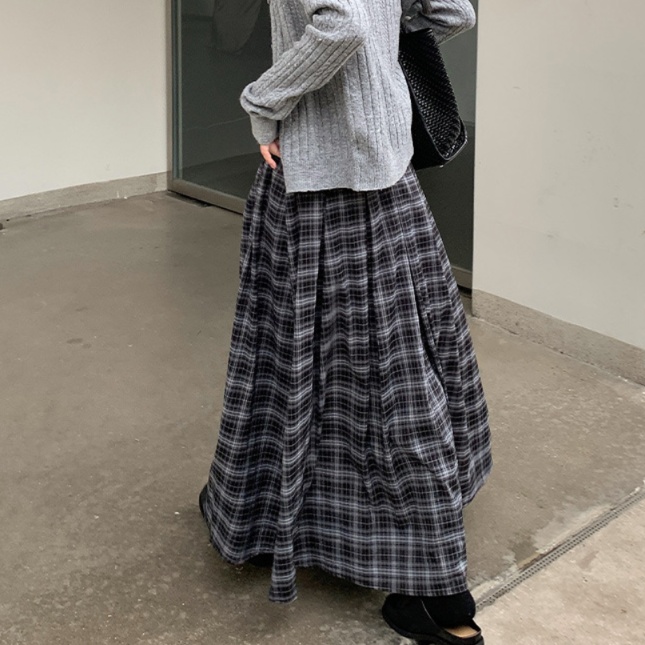 ロングスカート クラシック チェック柄 プリーツ マキシスカート