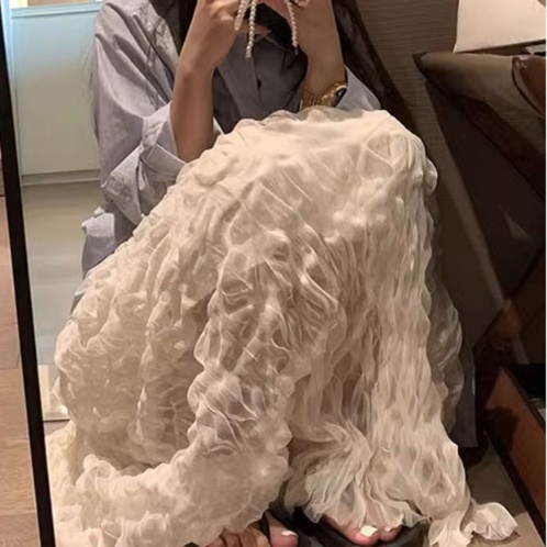 ロングスカート ウェーブ加工ロングプリーツスカート