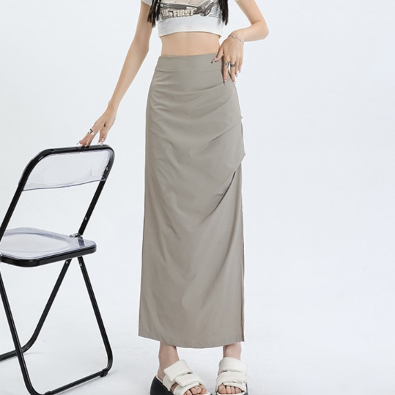 ロングスカート スリット入り ドレープ マキシスカート