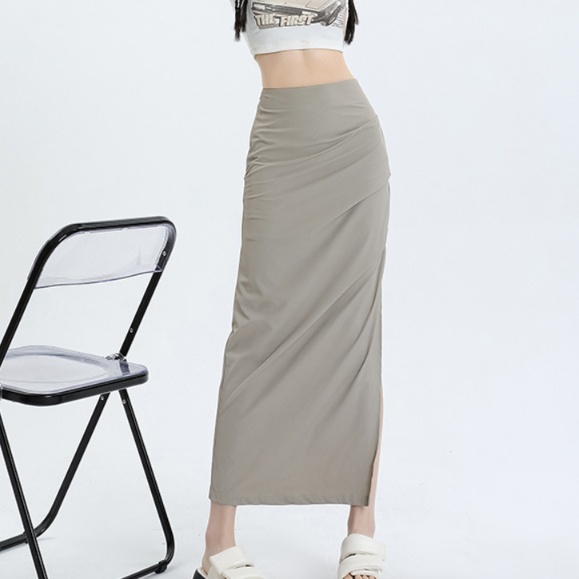 ロングスカート スリット入り ドレープ マキシスカート