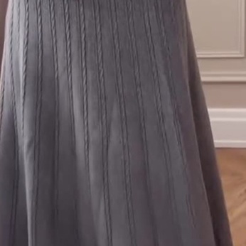 立体編みニット配色ロングスカート