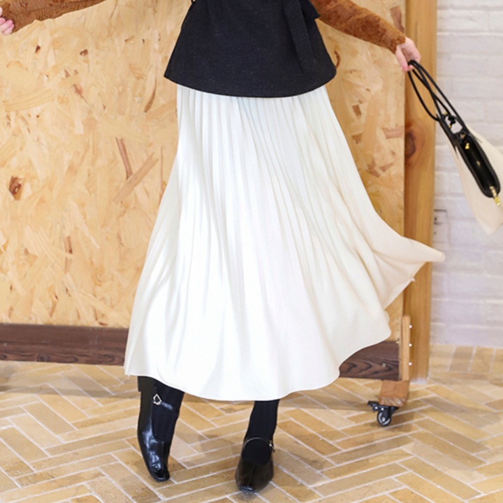 ロングスカート プリーツニットスカートロング丈