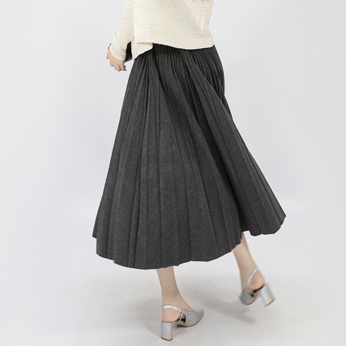 ロングスカート 上品プリーツニットスカートロング丈