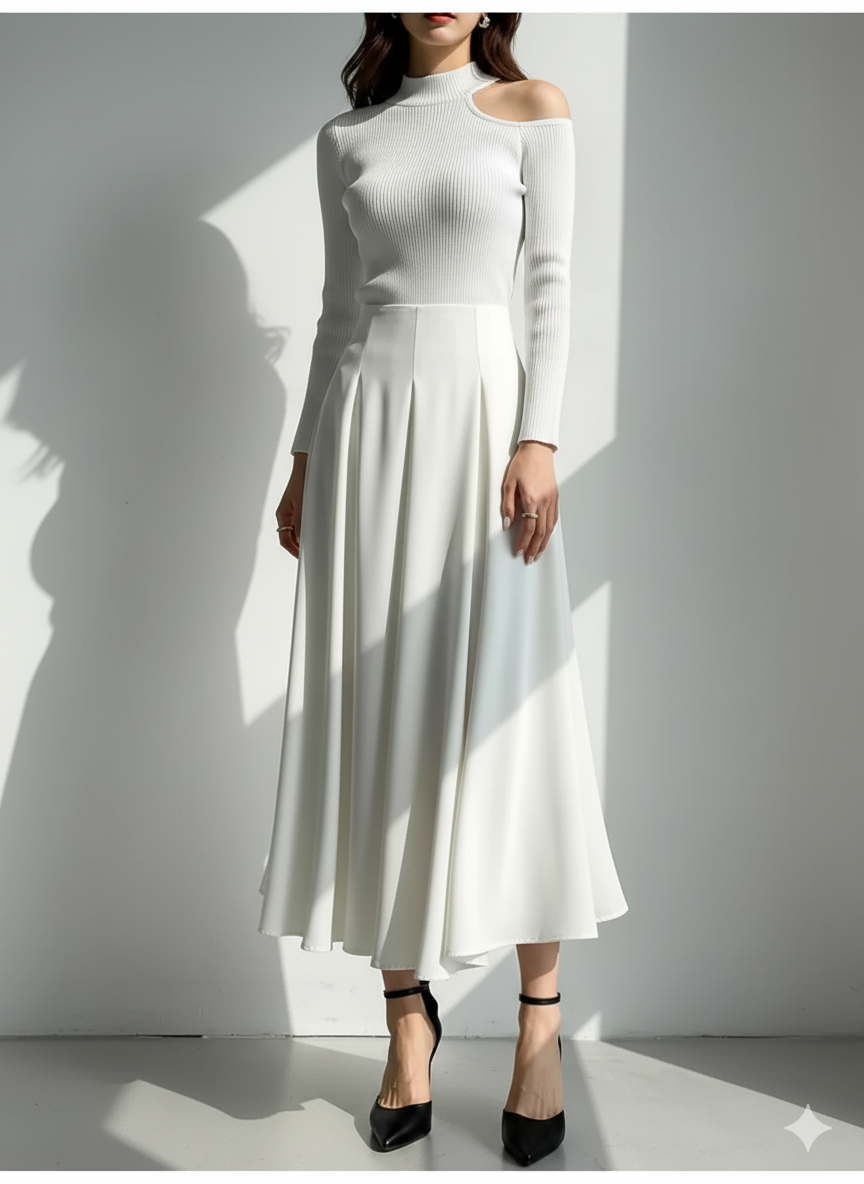 ロングスカート 上質フレアスカート