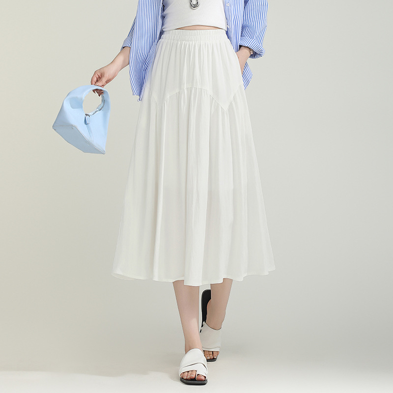 オフィスカジュアル用ロングスカート ティアード切替ギャザースカート 上品見え
