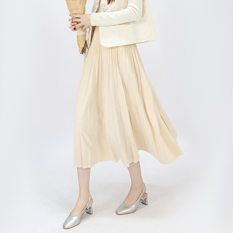 ロングスカート 上品プリーツニットスカートロング丈