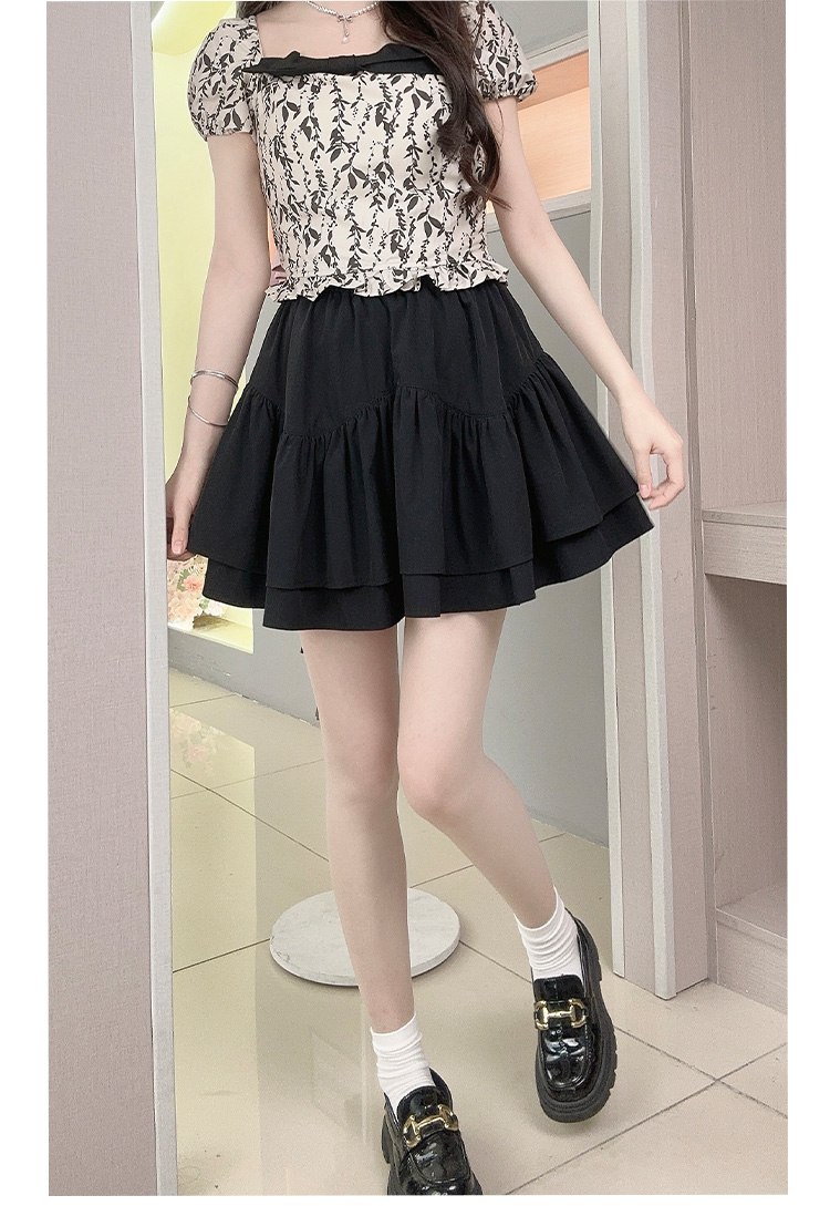 フレアスカート 非表示　ティアードフリル ミニスカート