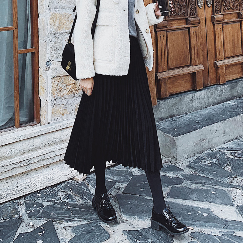 ロングスカート 上品な揺れ感プリーツミディスカート