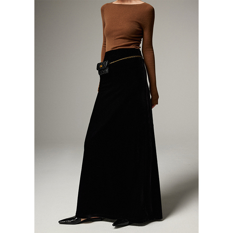 ロングスカート 上品シルエット マキシ丈フレアタイトスカート