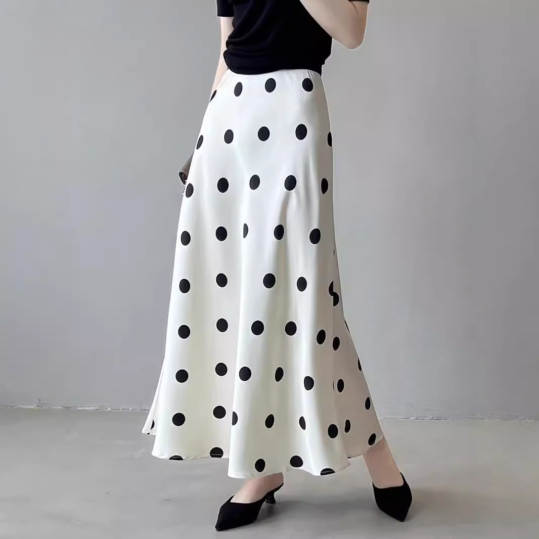 フレアスカート 水玉柄フレアロングスカート