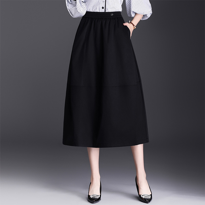 オフィスカジュアル用ロングスカート 上品な大人のフレア切替ミディ丈スカート