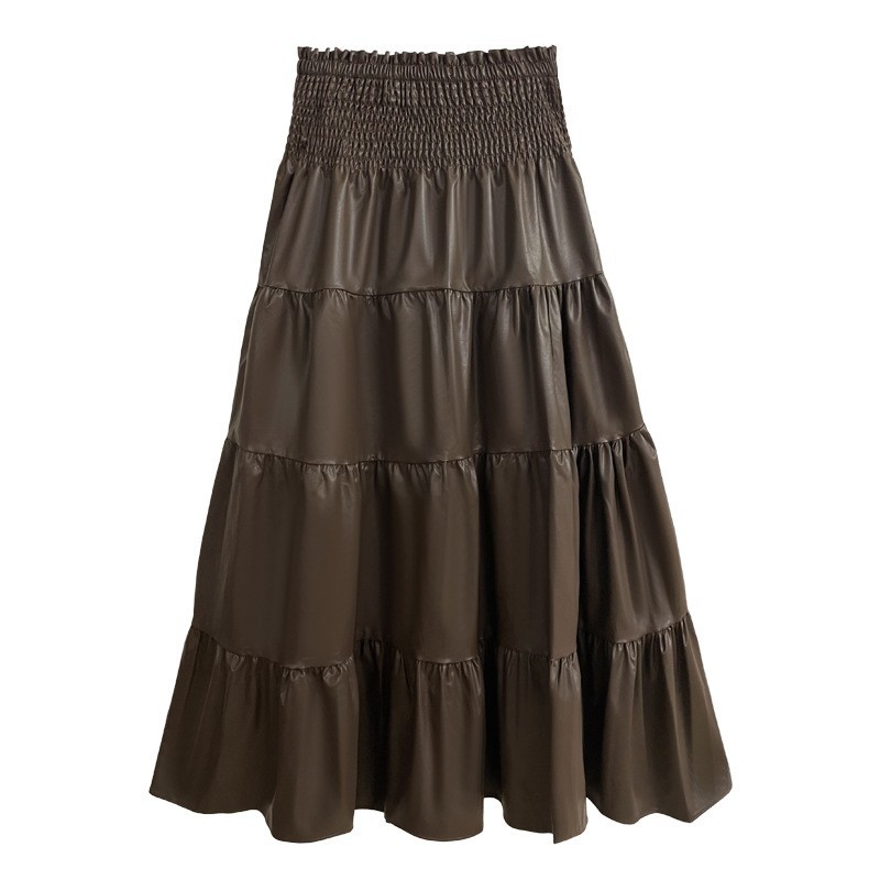 合成皮革ティアードロングスカート | ロングスカート専門通販サイト