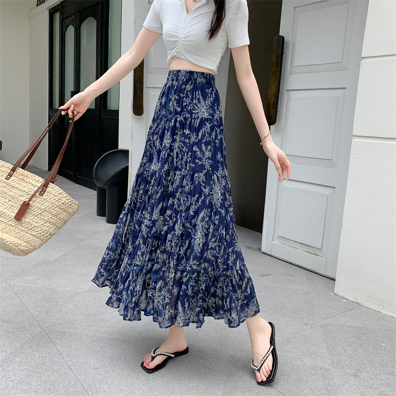 花柄プリーツロングスカート