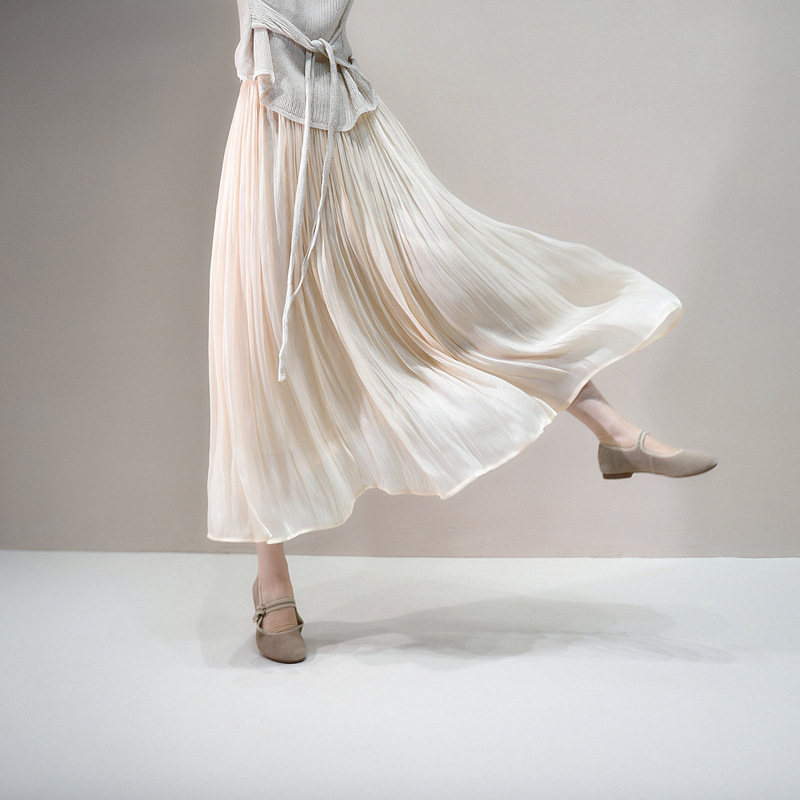 軽やかプリーツシフォンロングスカート
