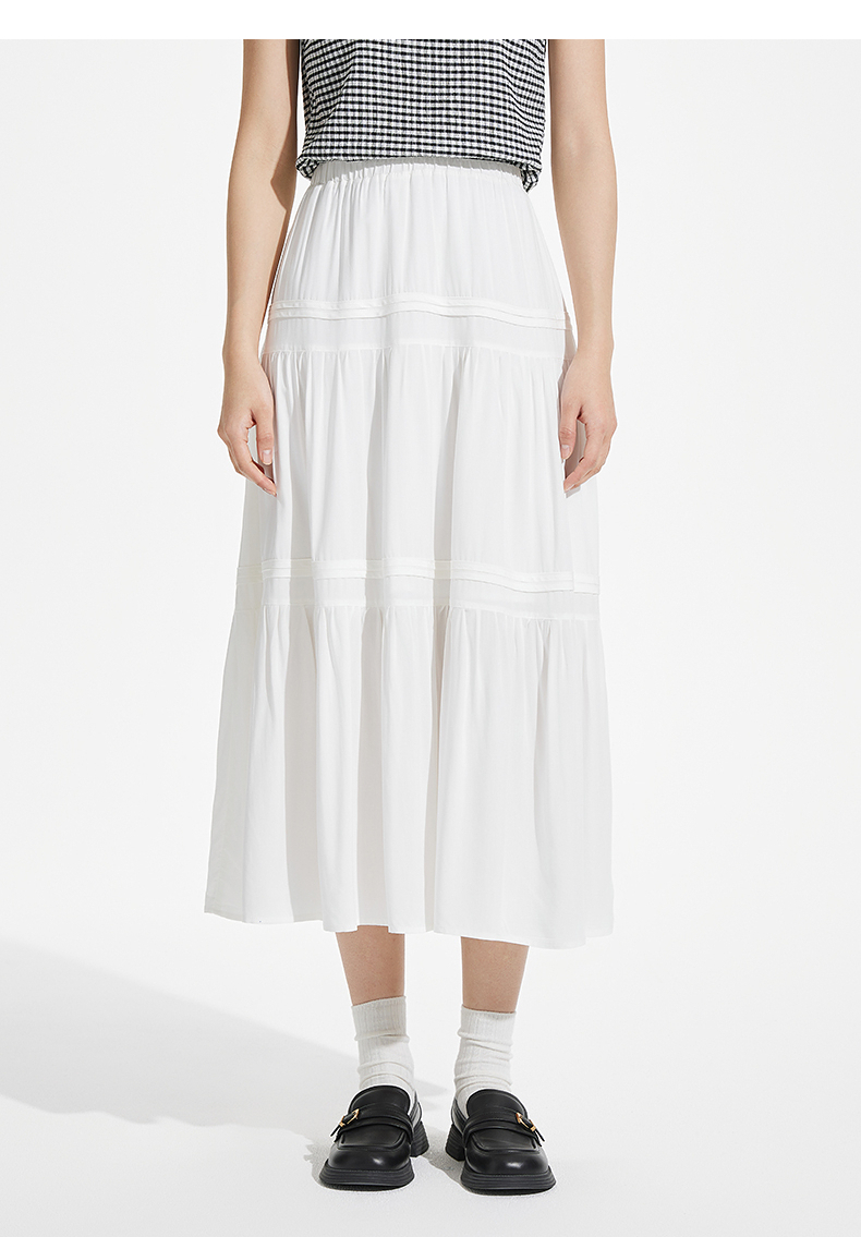 非表示(値段) ティアードデザイン ロングスカート