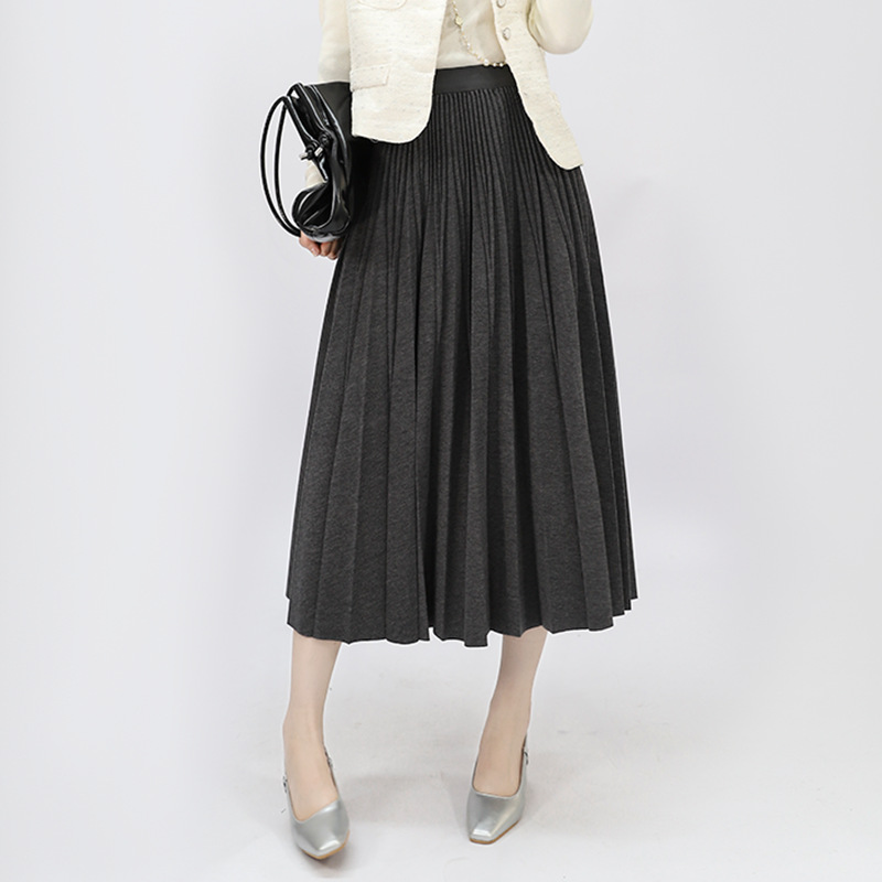 ロングスカート 上品プリーツニットスカートロング丈